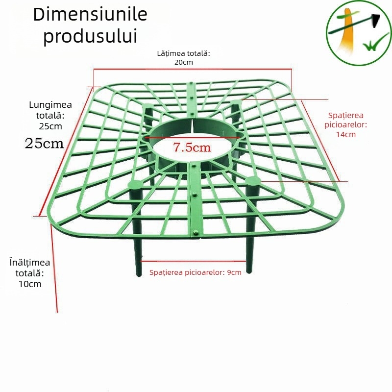 Suport pentru ghivece din plastic cu tavă pătrată – ramă pentru plante, susținere și protecție anti-cădere