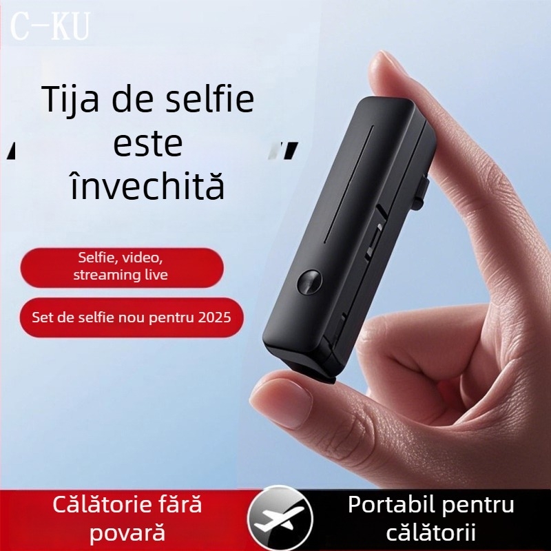 Selfie stick Bluetooth pentru telefon, din aliaj de aluminiu, rotire la 360°, suport foto portabil, manevrabil