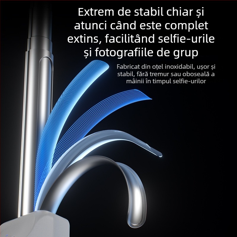 Selfie stick Bluetooth pentru telefon, din aliaj de aluminiu, rotire la 360°, suport foto portabil, manevrabil