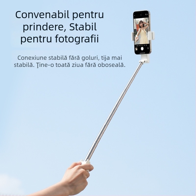 Selfie stick Bluetooth pentru telefon, din aliaj de aluminiu, rotire la 360°, suport foto portabil, manevrabil