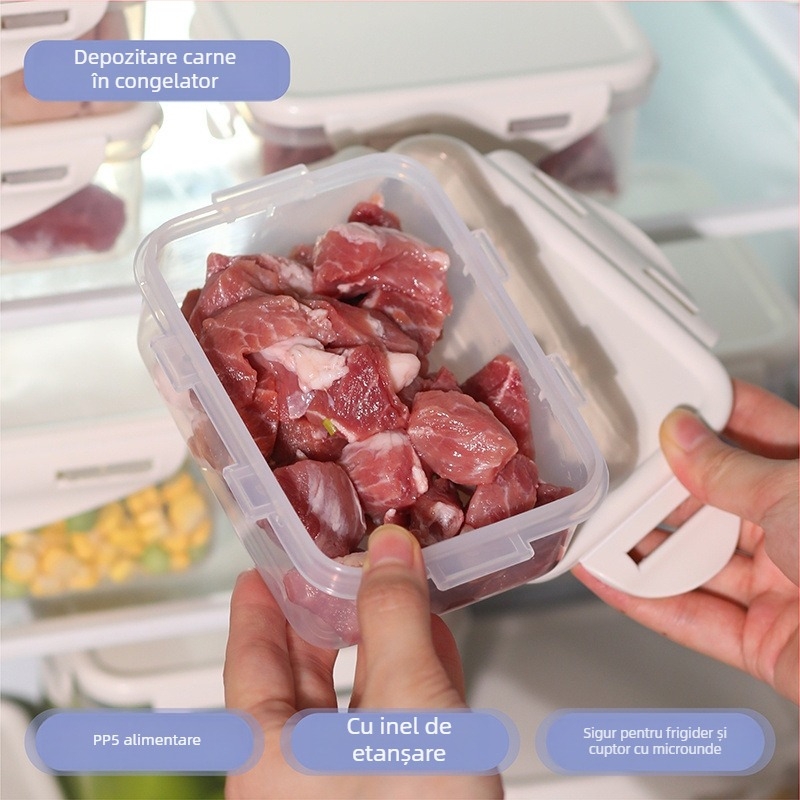 Cutie de depozitare pentru carne la congelator din PP, alimentară, etanșă, pentru ceapă, ghimbir și usturoi
