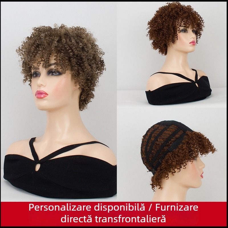 Hangyu Technology perucă – bucle africane cu perm spiralat, fibre rezistente la temperatură, modelul 3068B, colorare la temperatură permisă