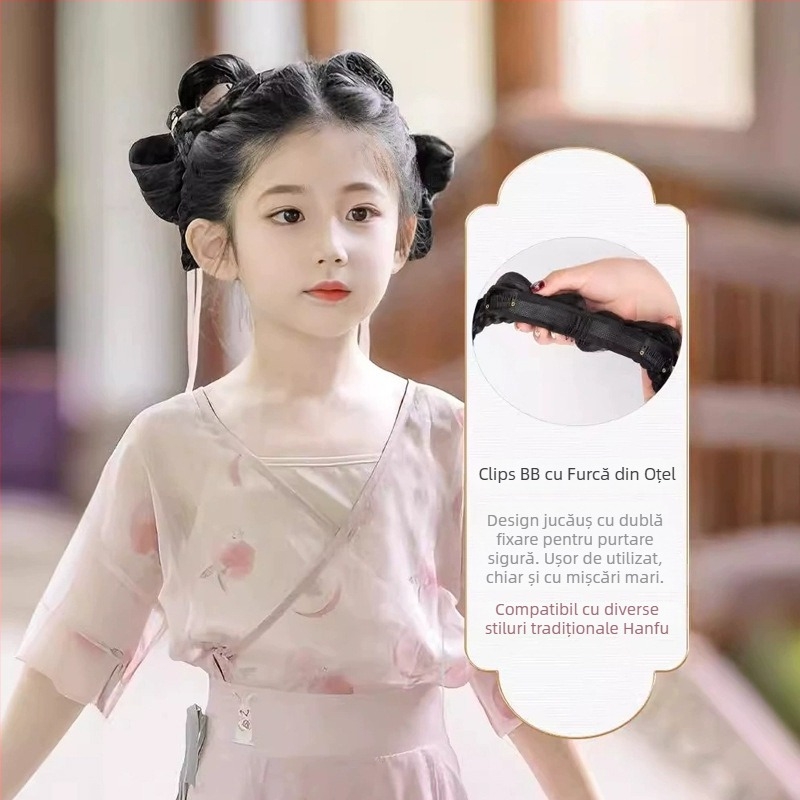 Perucă pentru copii, stil antic, coc scurt - sârmă rezistentă la temperaturi înalte