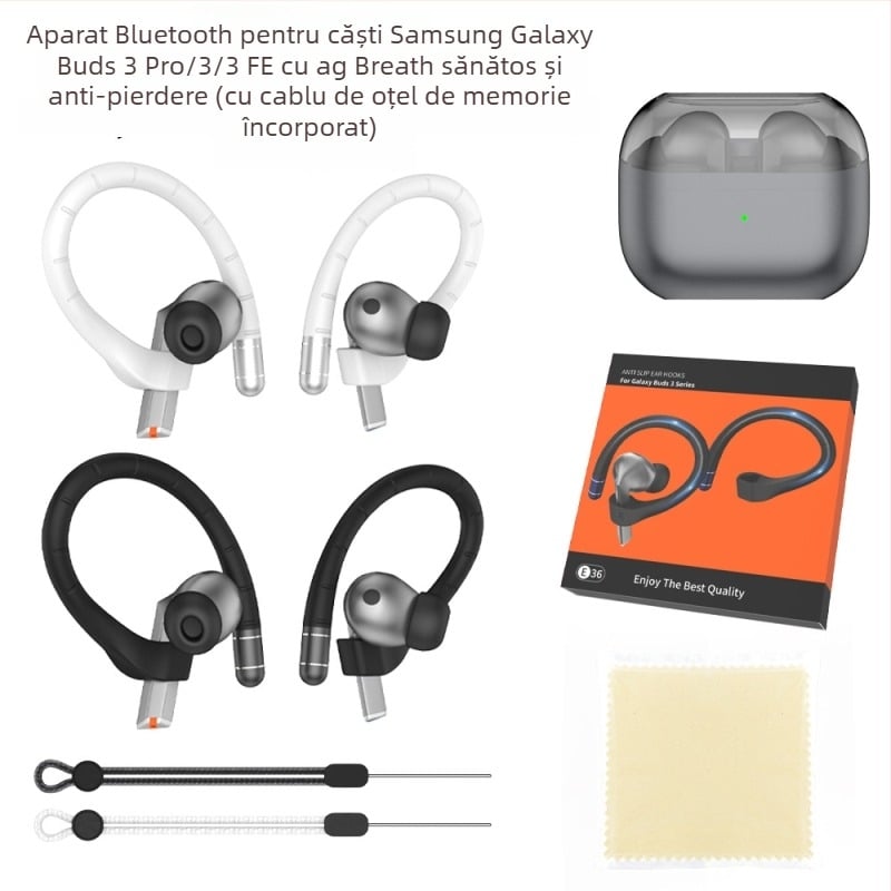 Cârlige de urechi din silicon anti-pierdere pentru Samsung Galaxy Buds 3 Pro/3/3 FE | Material: silicon; Stil: portabil, universal; Confecționare: turnare prin injecție; Personalizare: Suportată.