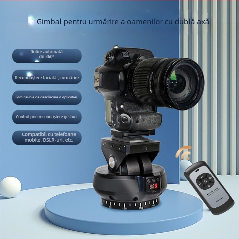 Gimbal pentru smartphone cu rotire orizontală de 360°, înclinare verticală 70°, urmărire facială inteligentă, gimbal panoramic electric cu două axe, compatibil cu DJI Pocket 2