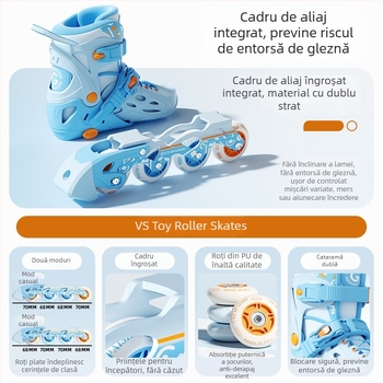 Patine cu role, partea superioară PU+mesh, roți PU, sistem cu un singur rând, talpă TPR