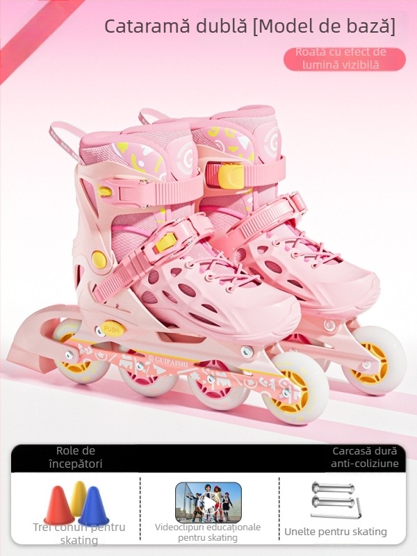 Patine cu role, partea superioară PU+mesh, roți PU, sistem cu un singur rând, talpă TPR