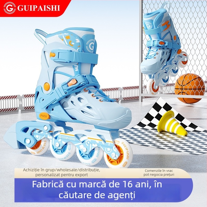 Patine cu role, partea superioară PU+mesh, roți PU, sistem cu un singur rând, talpă TPR