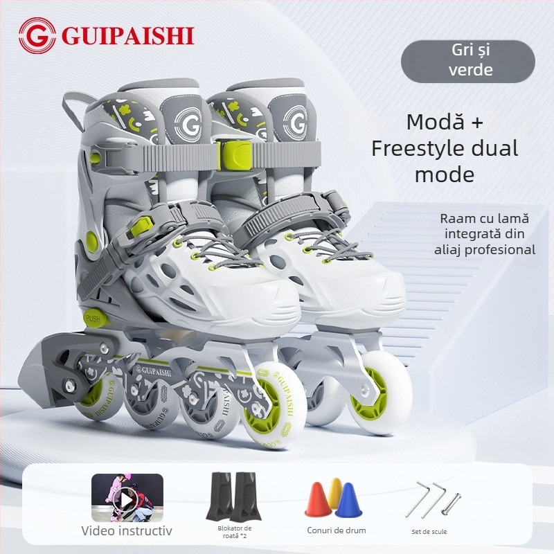 Patine cu role, partea superioară PU+mesh, roți PU, sistem cu un singur rând, talpă TPR