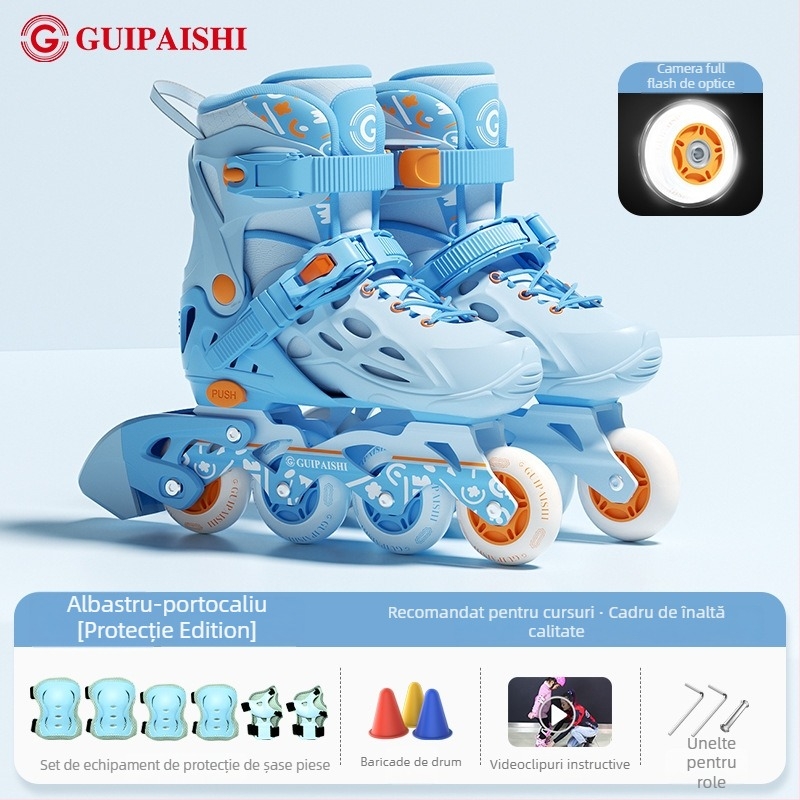 Patine cu role, partea superioară PU+mesh, roți PU, sistem cu un singur rând, talpă TPR