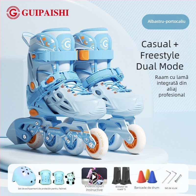 Patine cu role, partea superioară PU+mesh, roți PU, sistem cu un singur rând, talpă TPR