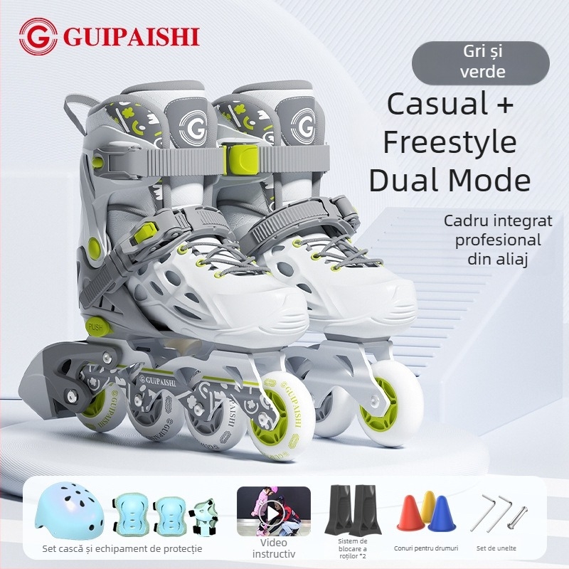 Patine cu role, partea superioară PU+mesh, roți PU, sistem cu un singur rând, talpă TPR