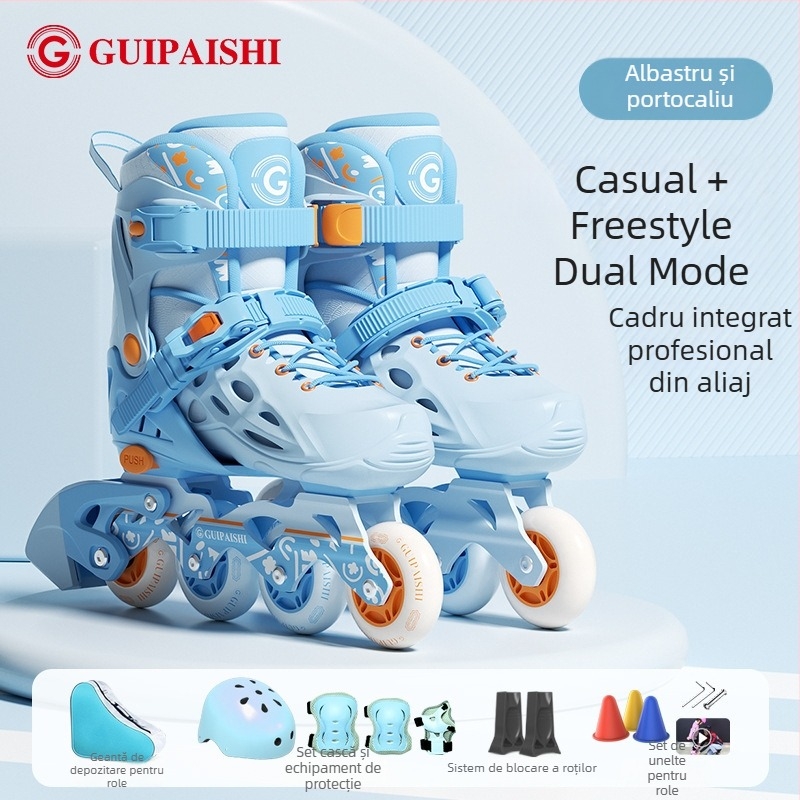 Patine cu role, partea superioară PU+mesh, roți PU, sistem cu un singur rând, talpă TPR