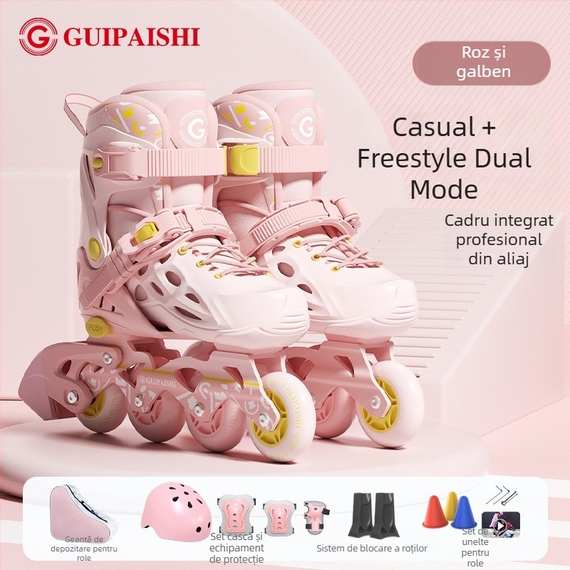 Patine cu role, partea superioară PU+mesh, roți PU, sistem cu un singur rând, talpă TPR