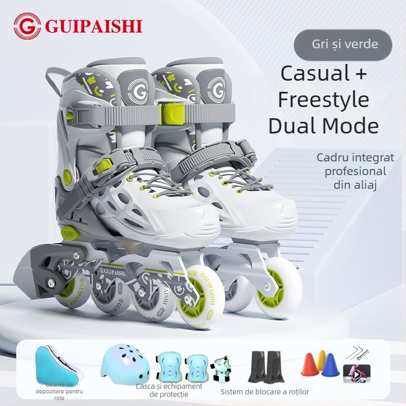 Patine cu role, partea superioară PU+mesh, roți PU, sistem cu un singur rând, talpă TPR