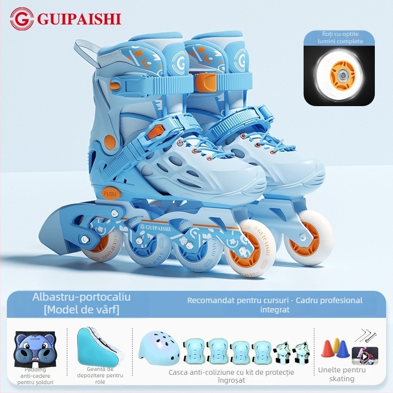 Patine cu role, partea superioară PU+mesh, roți PU, sistem cu un singur rând, talpă TPR