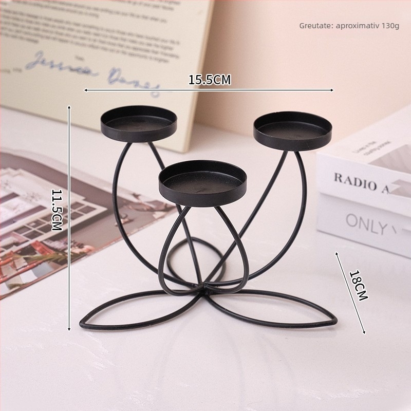 Suport de lumânare din fier - Călătorie romantică pentru cină, decor de masă, dormitor modern creativ, stil lux ușor, lansare 2021, origine Guizhou