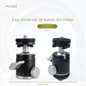 Suport portabil multifuncțional pentru telefon pentru streaming cu iluminare și cap sferic panoramic de 360°, montaj cu șurub, materiale ecologice, rotație orizontală de 360°, viteză orizontală de 360°, greutate 0,92 kg