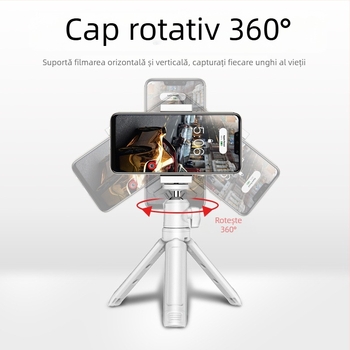 Mini stabilizator pentru telefon pentru birou, gimbal cu rotație de 360°, portabil, construcție metalică; Bluetooth; telecomandă inclusă