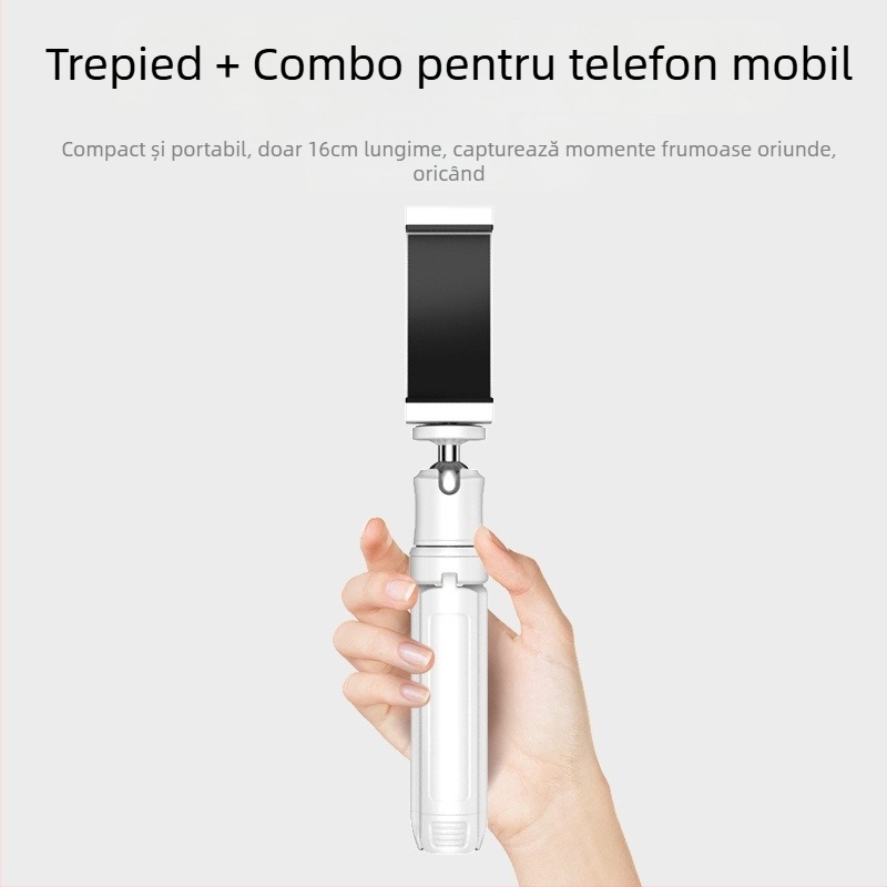 Mini stabilizator pentru telefon pentru birou, gimbal cu rotație de 360°, portabil, construcție metalică; Bluetooth; telecomandă inclusă