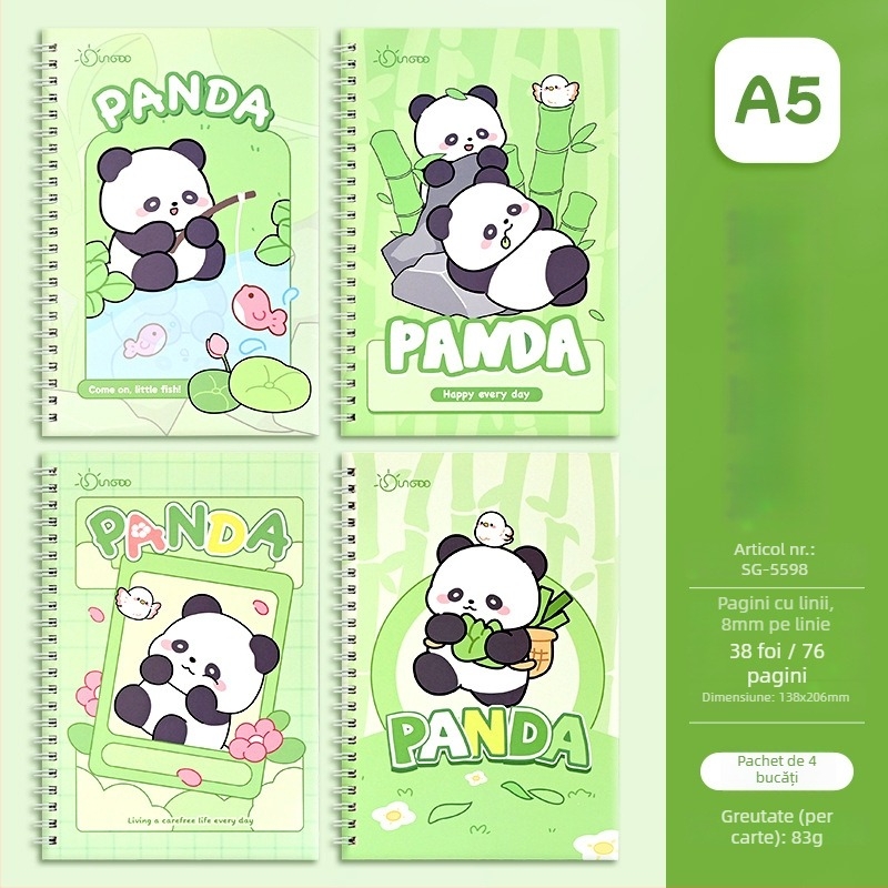 Caiet cu spirală, seria Cartoon, 76 de pagini, personalizare disponibilă