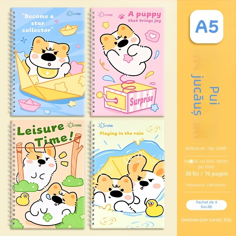 Caiet cu spirală, seria Cartoon, 76 de pagini, personalizare disponibilă