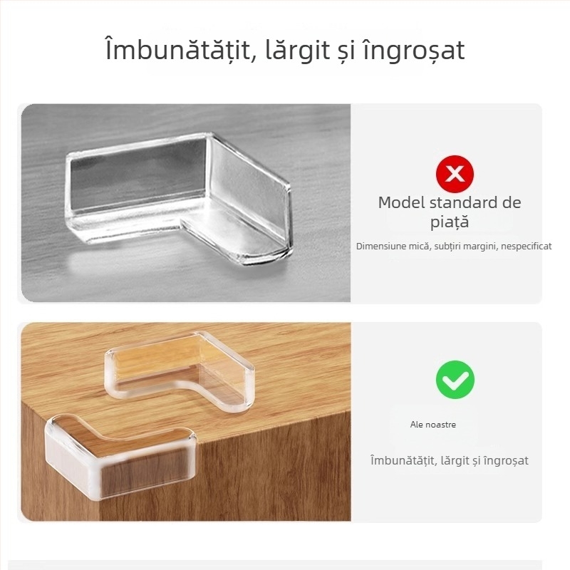 Protecții de colț Ecoplus pentru mese și dulapuri, colț drept, protecție anti-coliziune, lot 4000, barcode 6942103905063