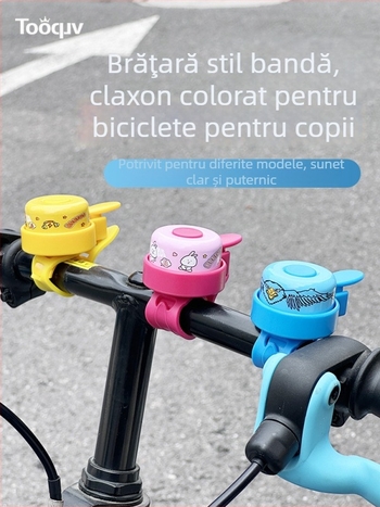 Clopot pentru bicicletă și trotină pentru copii, din aliaj de aluminiu, curea pentru ghidon