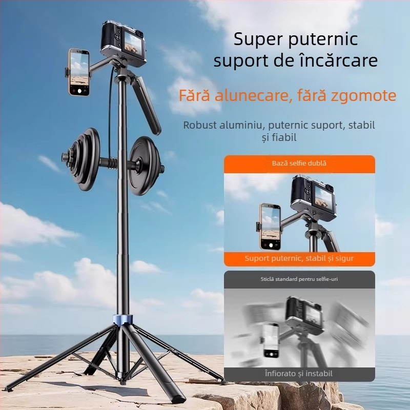 Tripod pentru telefon cu montaj dual pentru live streaming și filmare în aer liber (Material: Alt; Fără telecomandă; Fără Bluetooth; Fără iluminare)