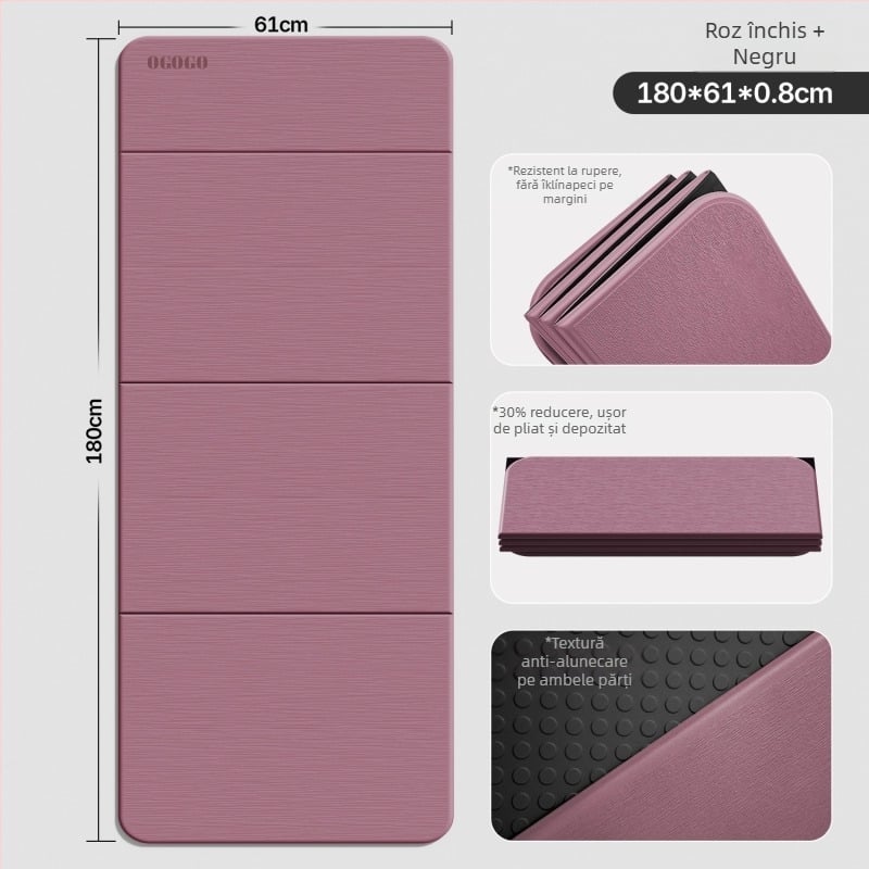 Covoraș de yoga pliabil – material Silk Flower, antiderapant și izolator fonic, grosime 0.8 cm