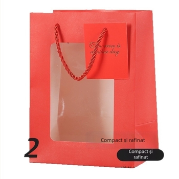 Geantă de cadouri cu fereastră din carton alb — imprimată, personalizabilă pentru aniversări