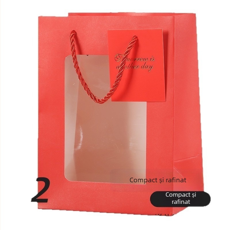 Geantă de cadouri cu fereastră din carton alb — imprimată, personalizabilă pentru aniversări