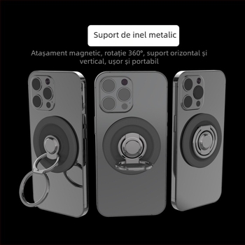 Suport inel magnetic pentru telefon cu rotație internă, MagSafe din metal, suport rotativ pentru birou și pentru mână