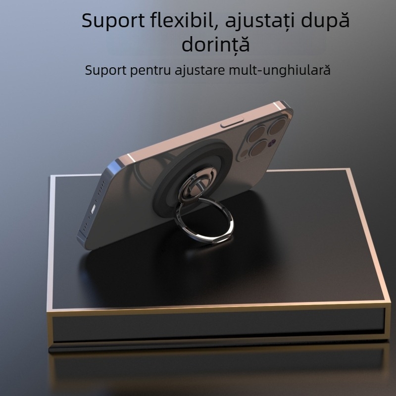 Suport inel magnetic pentru telefon cu rotație internă, MagSafe din metal, suport rotativ pentru birou și pentru mână
