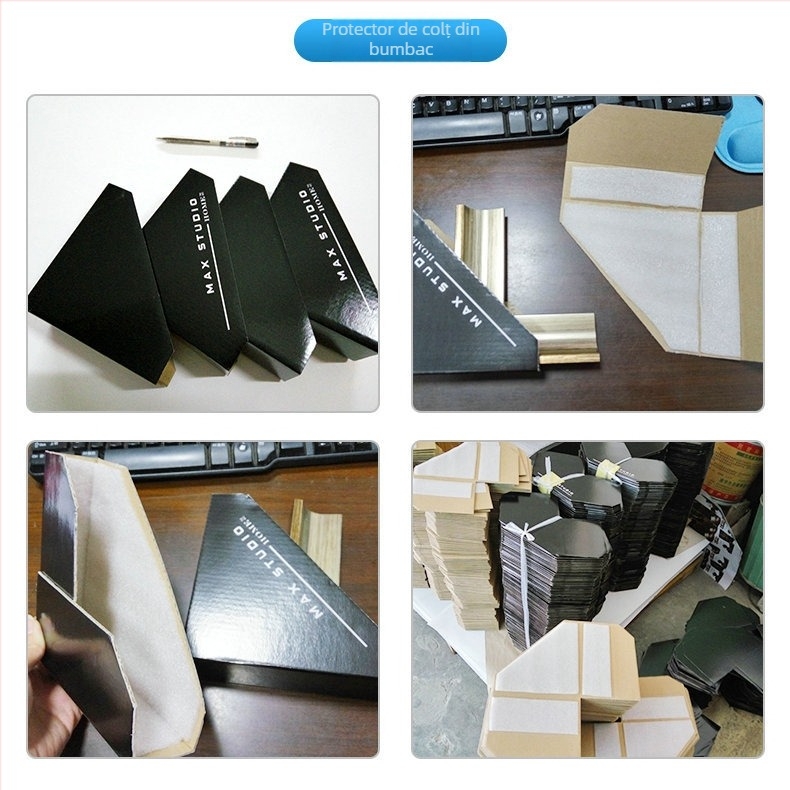 Protector de colț din hârtie cu închidere pentru uși, ferestre și oglinzi — protector de colț din hârtie cu trei fețe, din kraft și carton ondulat, pentru rame