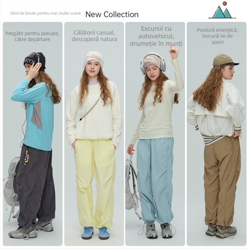 Pantaloni de drumeție din nylon, impermeabili, pentru femei, croială dreaptă, în stil parașutist, pentru toate anotimpurile