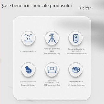 Gimbal pentru telefon Q13 cu AI recunoaștere facială și iluminare dublă, urmărire automată, telecomandă, Bluetooth