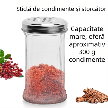 Sticlă pentru condimente cu dozator pentru piper și pulbere de chili – grătar, stil creativ