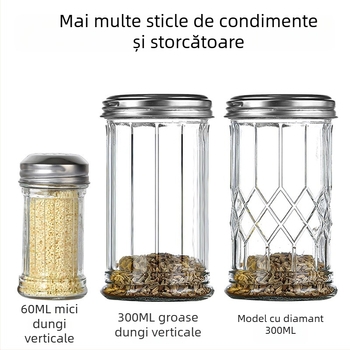 Sticlă pentru condimente cu dozator pentru piper și pulbere de chili – grătar, stil creativ