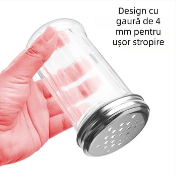 Sticlă pentru condimente cu dozator pentru piper și pulbere de chili – grătar, stil creativ