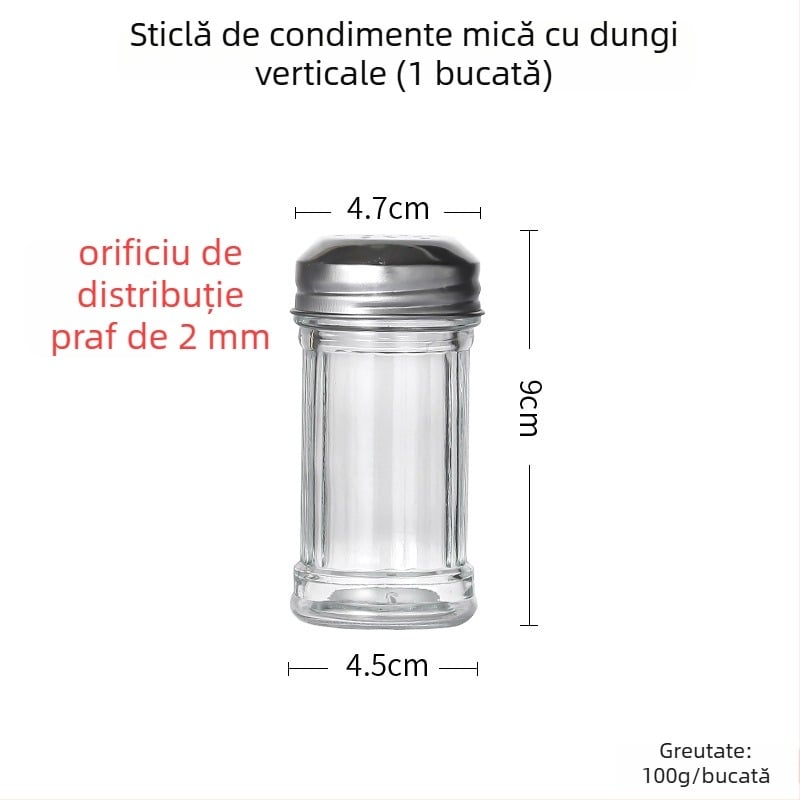 Sticlă pentru condimente cu dozator pentru piper și pulbere de chili – grătar, stil creativ