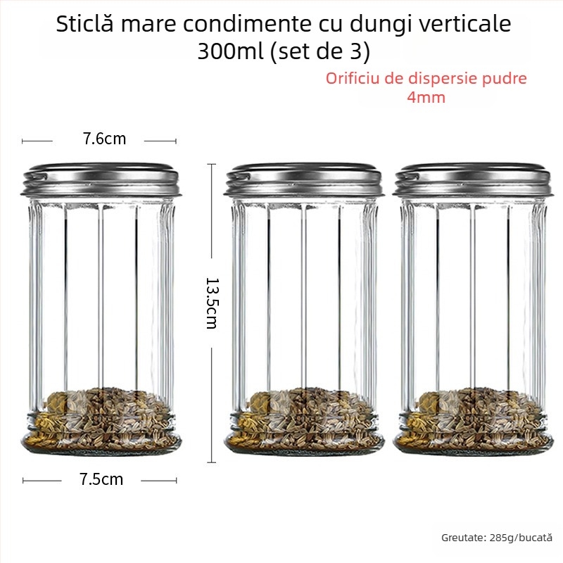 Sticlă pentru condimente cu dozator pentru piper și pulbere de chili – grătar, stil creativ