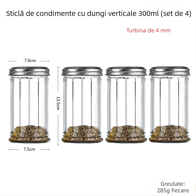 Sticlă pentru condimente cu dozator pentru piper și pulbere de chili – grătar, stil creativ