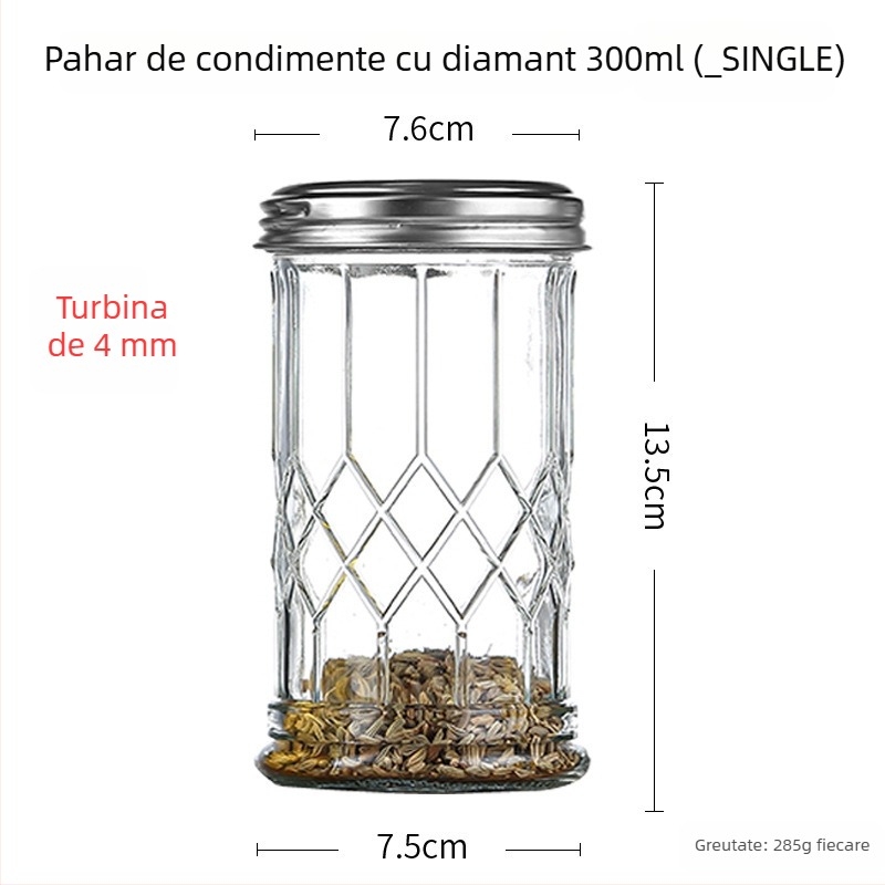 Sticlă pentru condimente cu dozator pentru piper și pulbere de chili – grătar, stil creativ