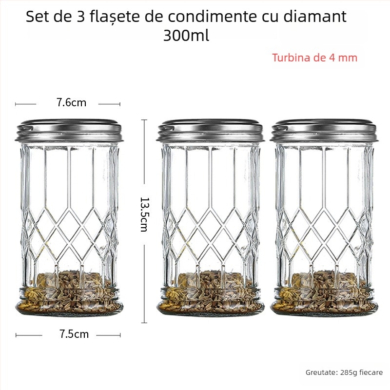 Sticlă pentru condimente cu dozator pentru piper și pulbere de chili – grătar, stil creativ