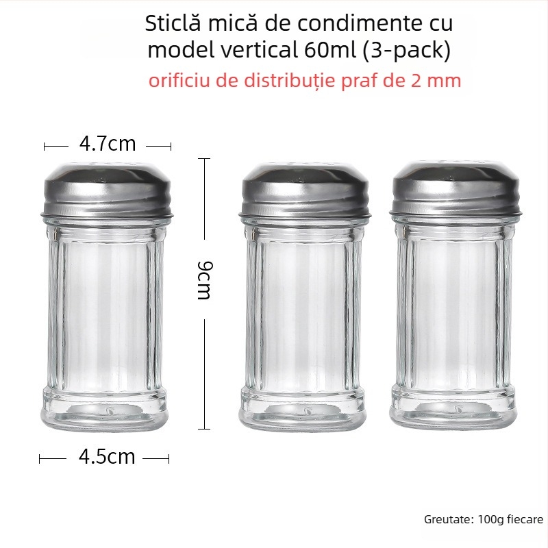 Sticlă pentru condimente cu dozator pentru piper și pulbere de chili – grătar, stil creativ