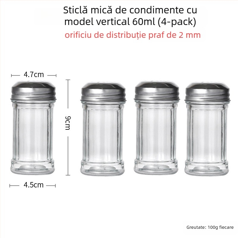 Sticlă pentru condimente cu dozator pentru piper și pulbere de chili – grătar, stil creativ