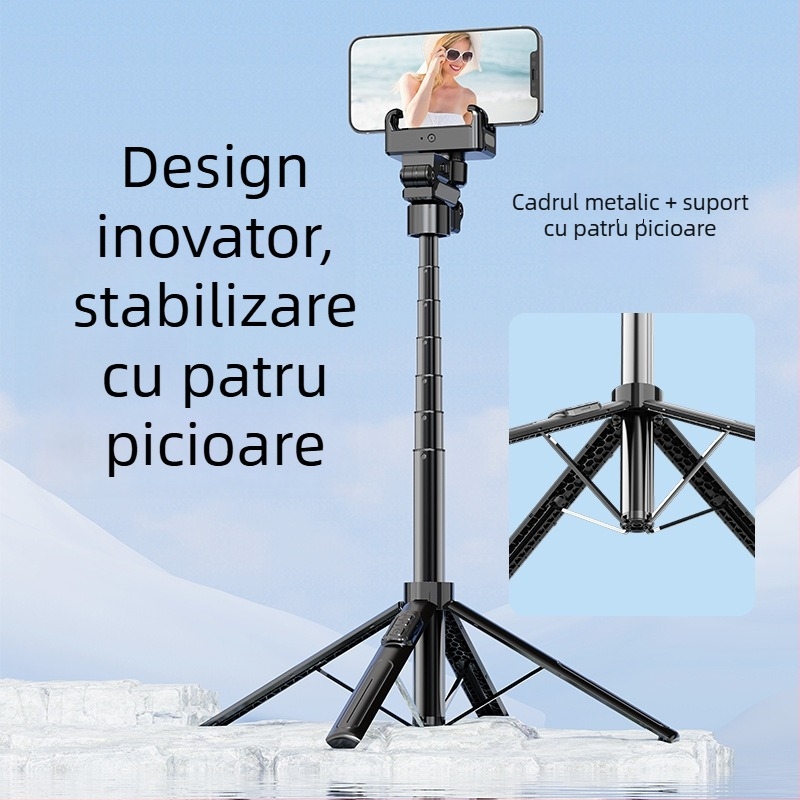 Stabilizator C16 cu urmărire facială AI, stabilizator cu o singură axă, trepied cu patru picioare, telecomandă Bluetooth, aliaj de aluminiu