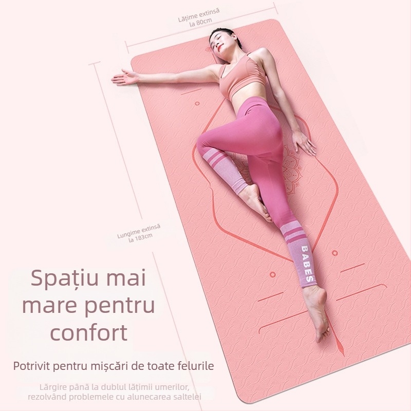 Saltea de yoga din TPE, 6 mm, anti-derapant, absorbant șocuri