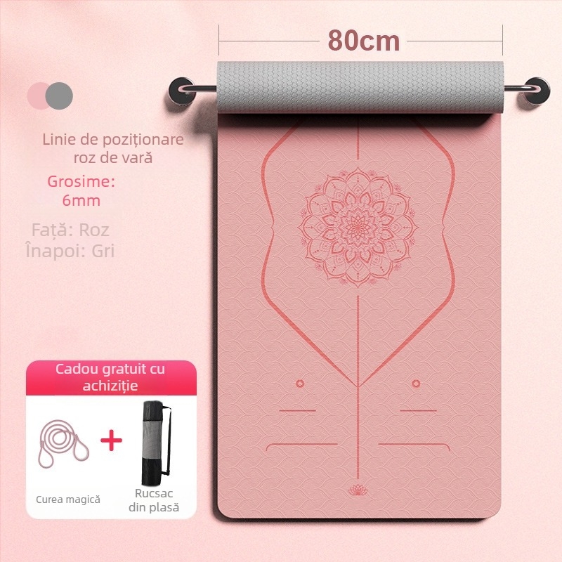 Saltea de yoga din TPE, 6 mm, anti-derapant, absorbant șocuri